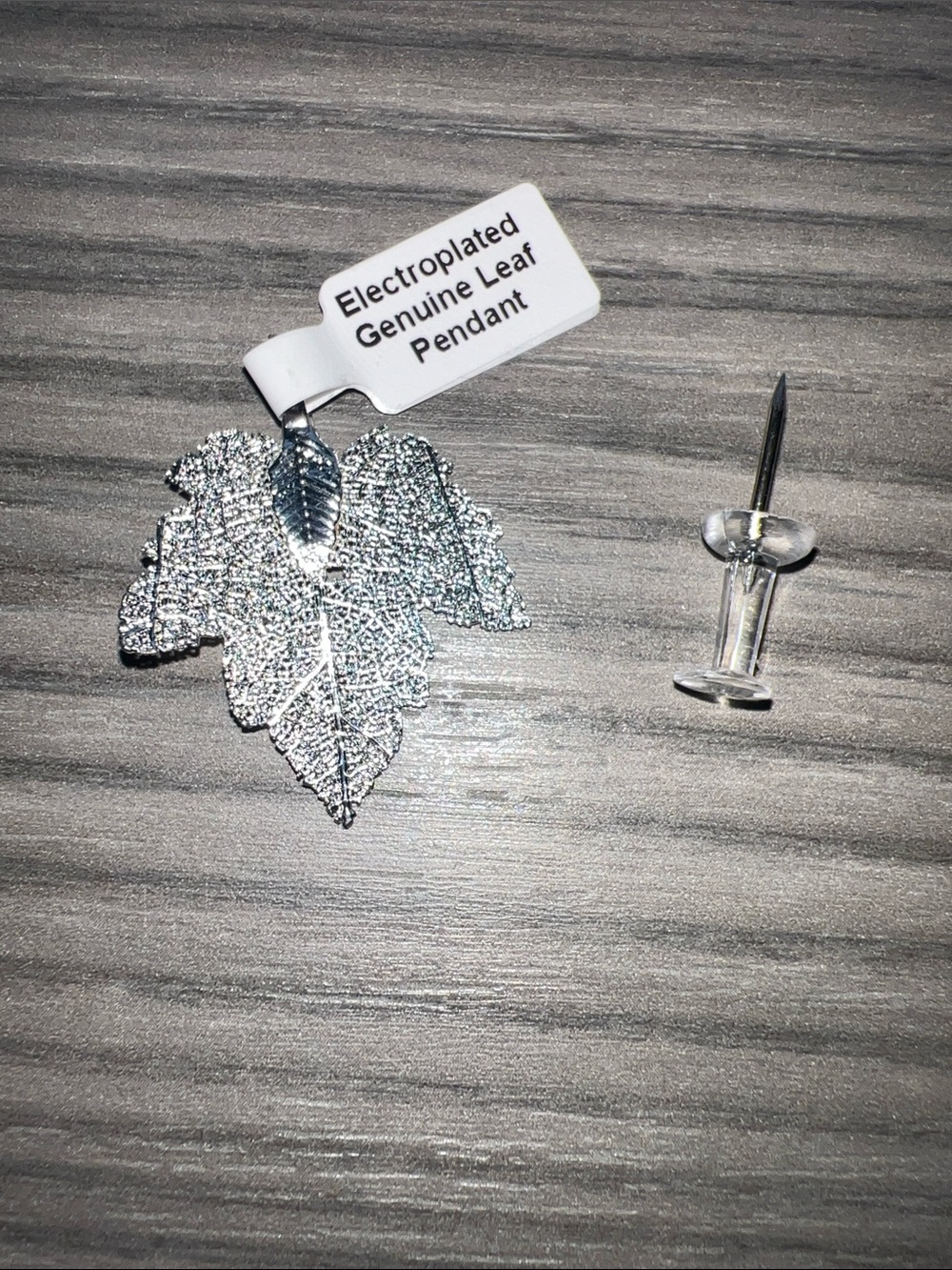 Electroplated Genuine Leaf Pendant - Silver Tone